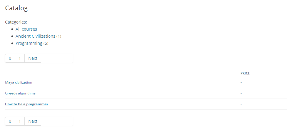 Catalog table template