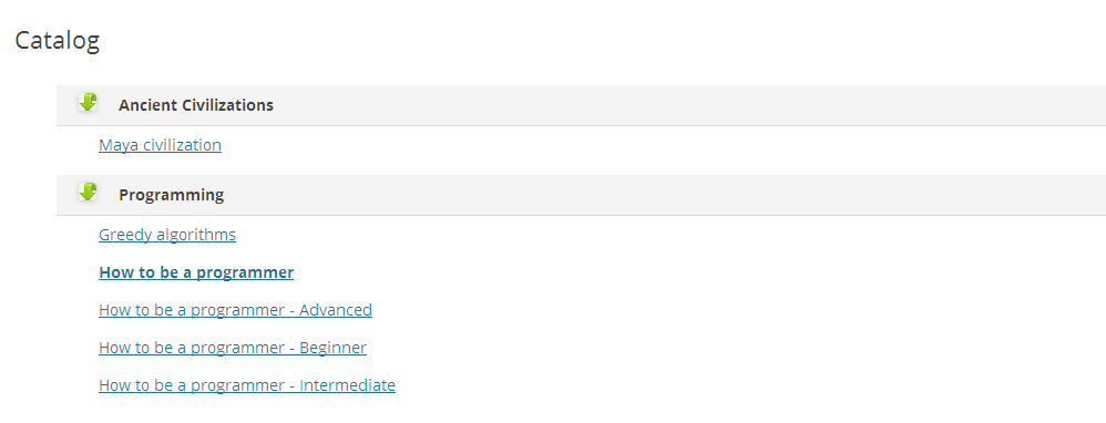 Catalog tree template